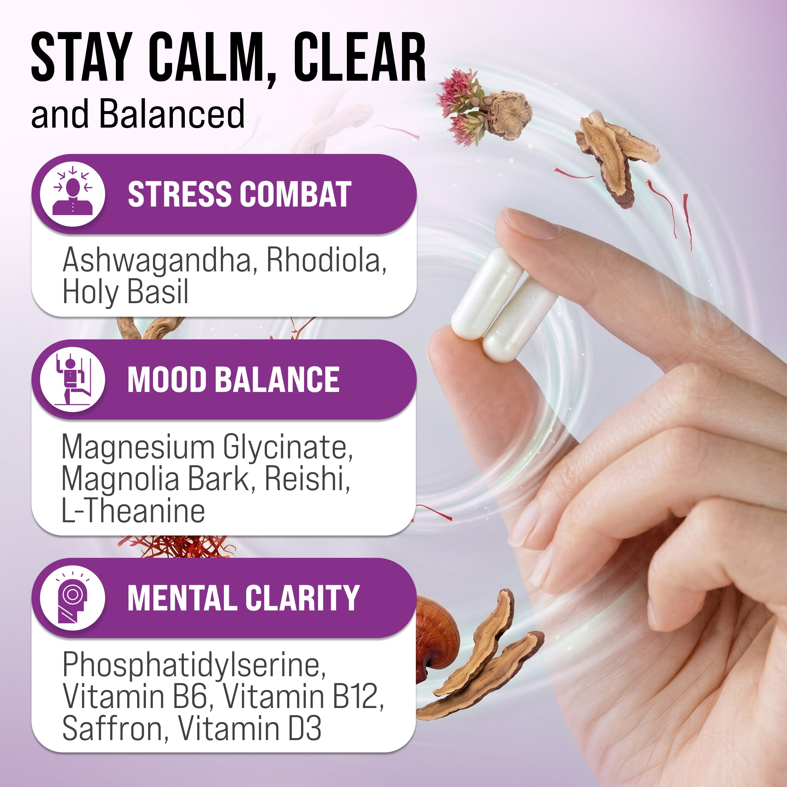 Cortisol Support Supplement for Women & Men | Ashwagandha, Magnesium Glycinate, L-Theanine & Rhodiola | Supports Healthy Cortisol Levels, Relaxation, Calm Mood & Mental Clarity | 120 Vegan Capsules