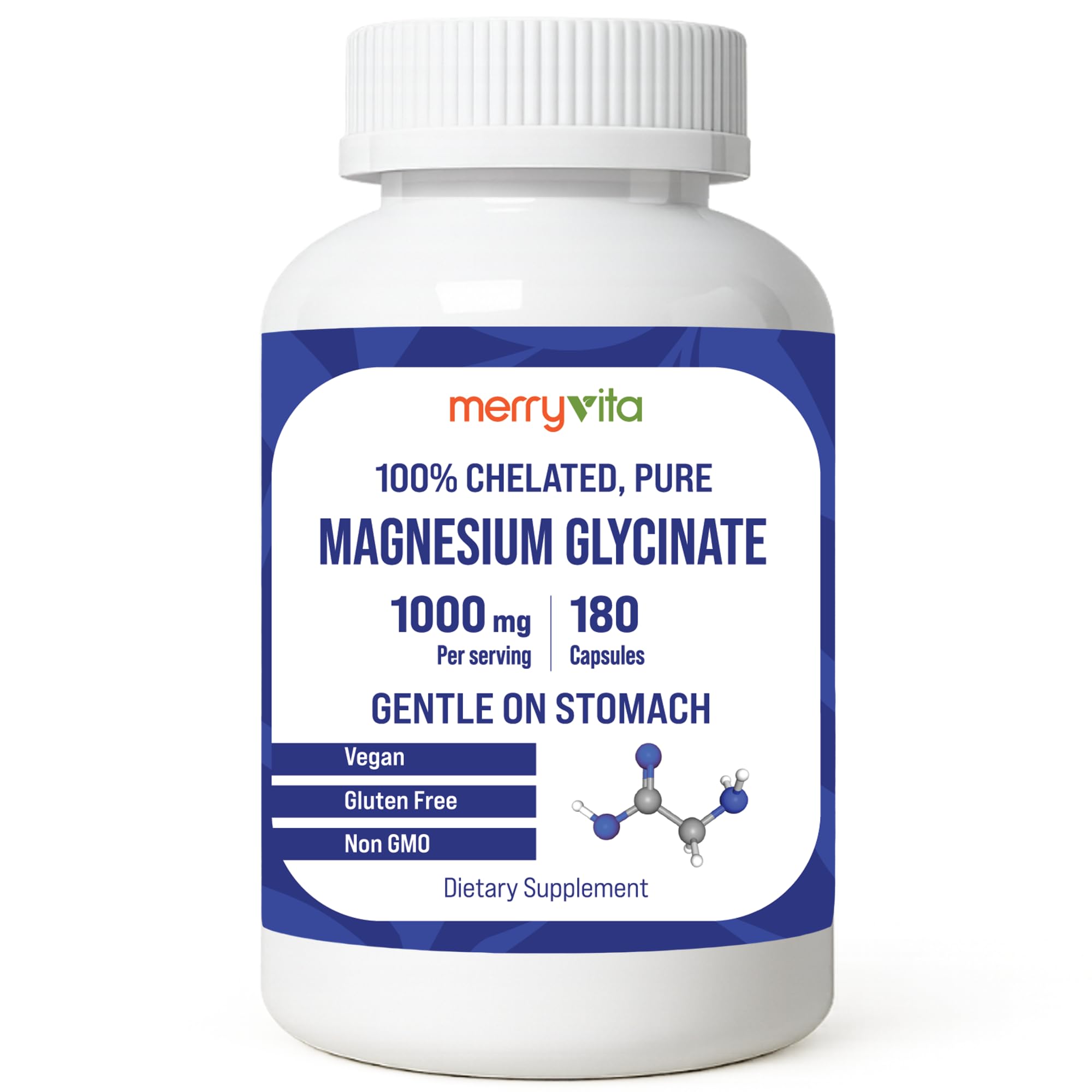 Magnesium Glycinate 1000mg - High absorption chelated Magnesium Supplement - Supports Relaxation, Restful Sleep, Muscle function & bone health - 180 Capsules - Vegan, non-GMO