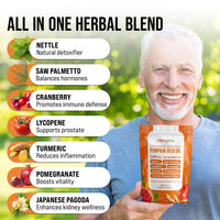 MERRYVITA Pumpkin Seed Oil - Cold Pressed Extra Virgin with Saw Palmetto & Nettle - 300 Softgels