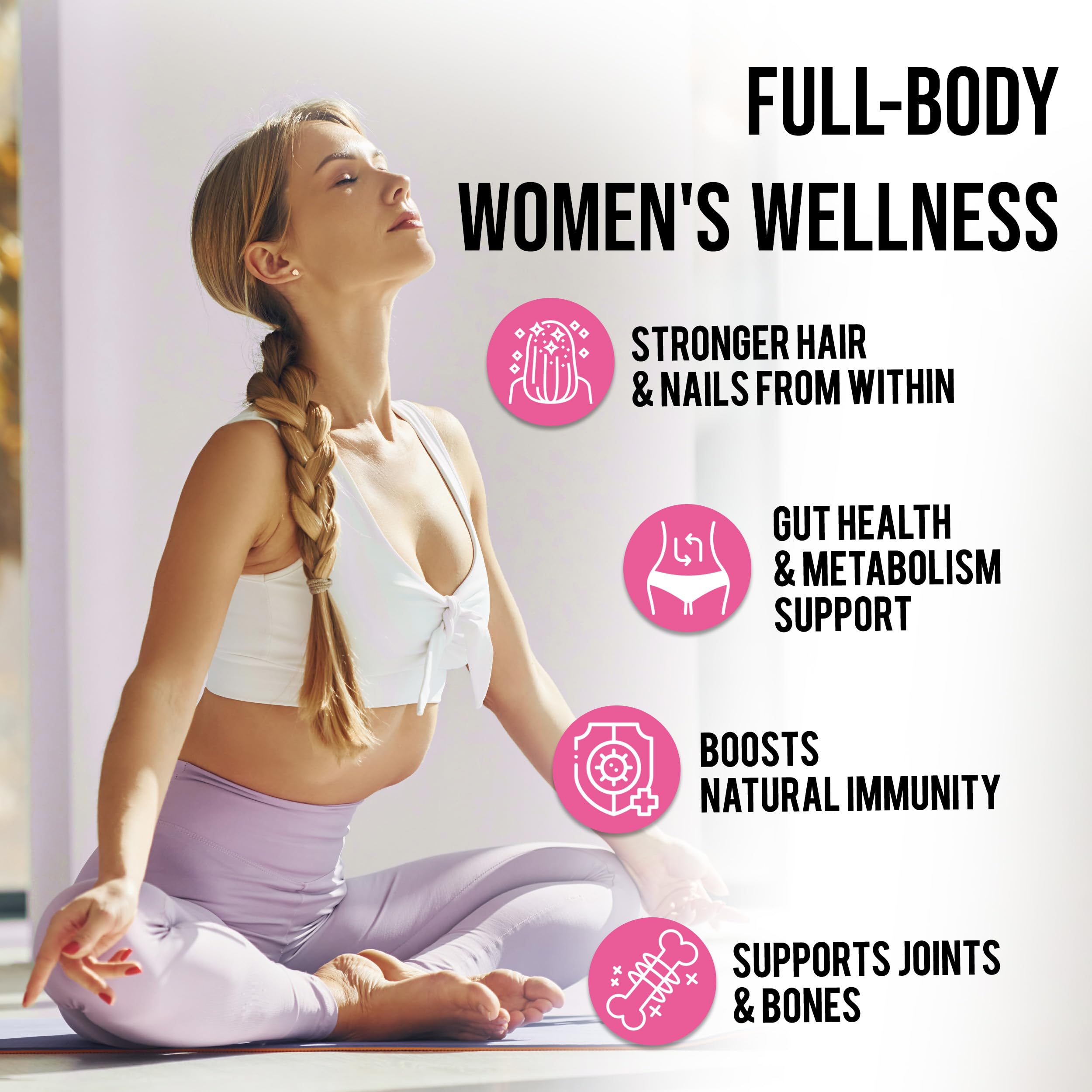 Collagen for Women – Hydrolyzed Multi Collagen Peptides Types I, II, III, V & X – Collagen Supplement with Vitamin C, Biotin & Hyaluronic Acid – Grass Fed, Non-GMO