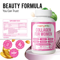 Collagen for Women – Hydrolyzed Multi Collagen Peptides Types I, II, III, V & X – Collagen Supplement with Vitamin C, Biotin & Hyaluronic Acid – Grass Fed, Non-GMO