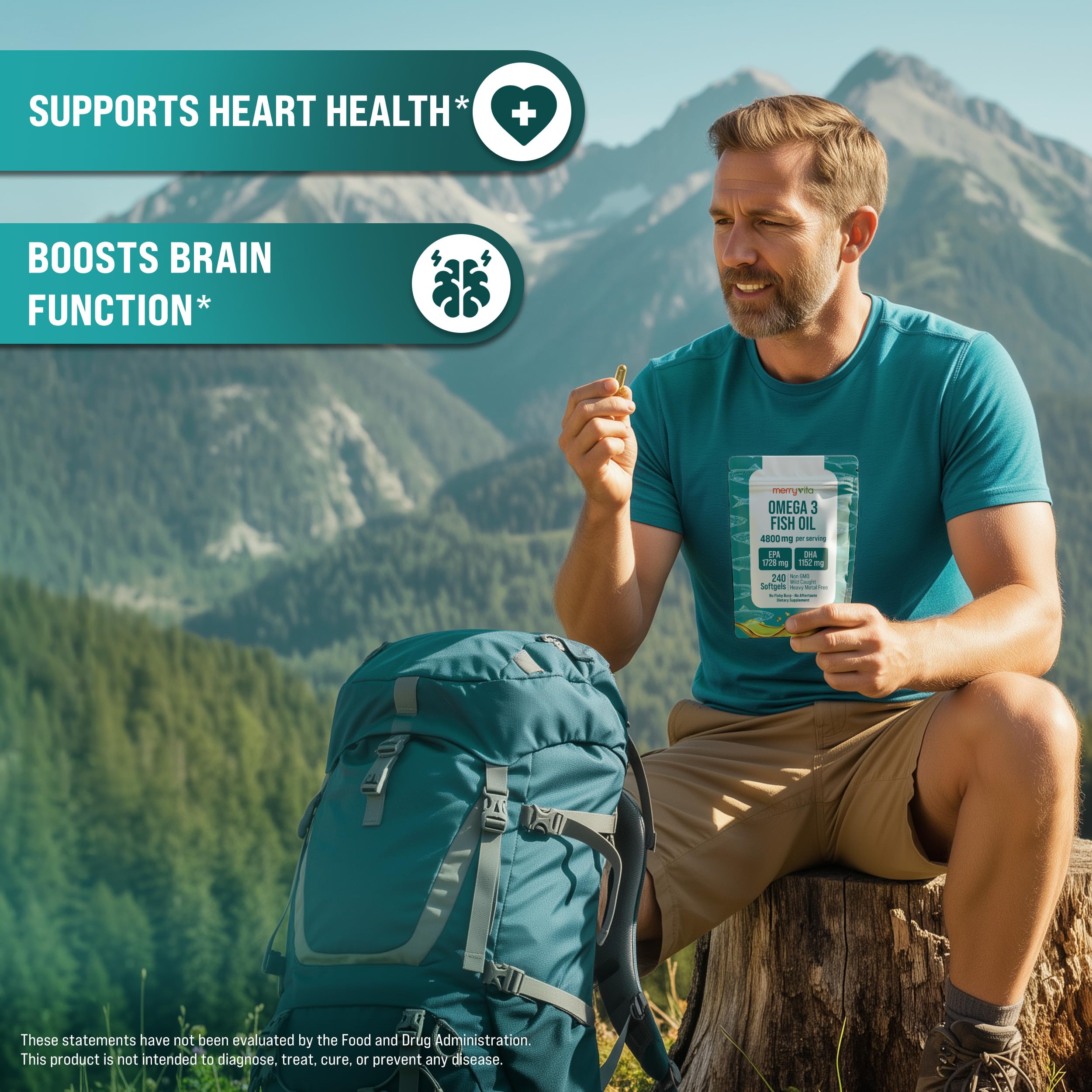 Omega 3 Fish Oil 4800 mg – EPA 1728 mg | DHA 1152 mg from Wild-Caught Anchovies – Burpless Mini Softgels – Pure Omega-3 Fatty Acid Supplement – Non-GMO, Gluten-Free, No Aftertaste – 240 Capsules