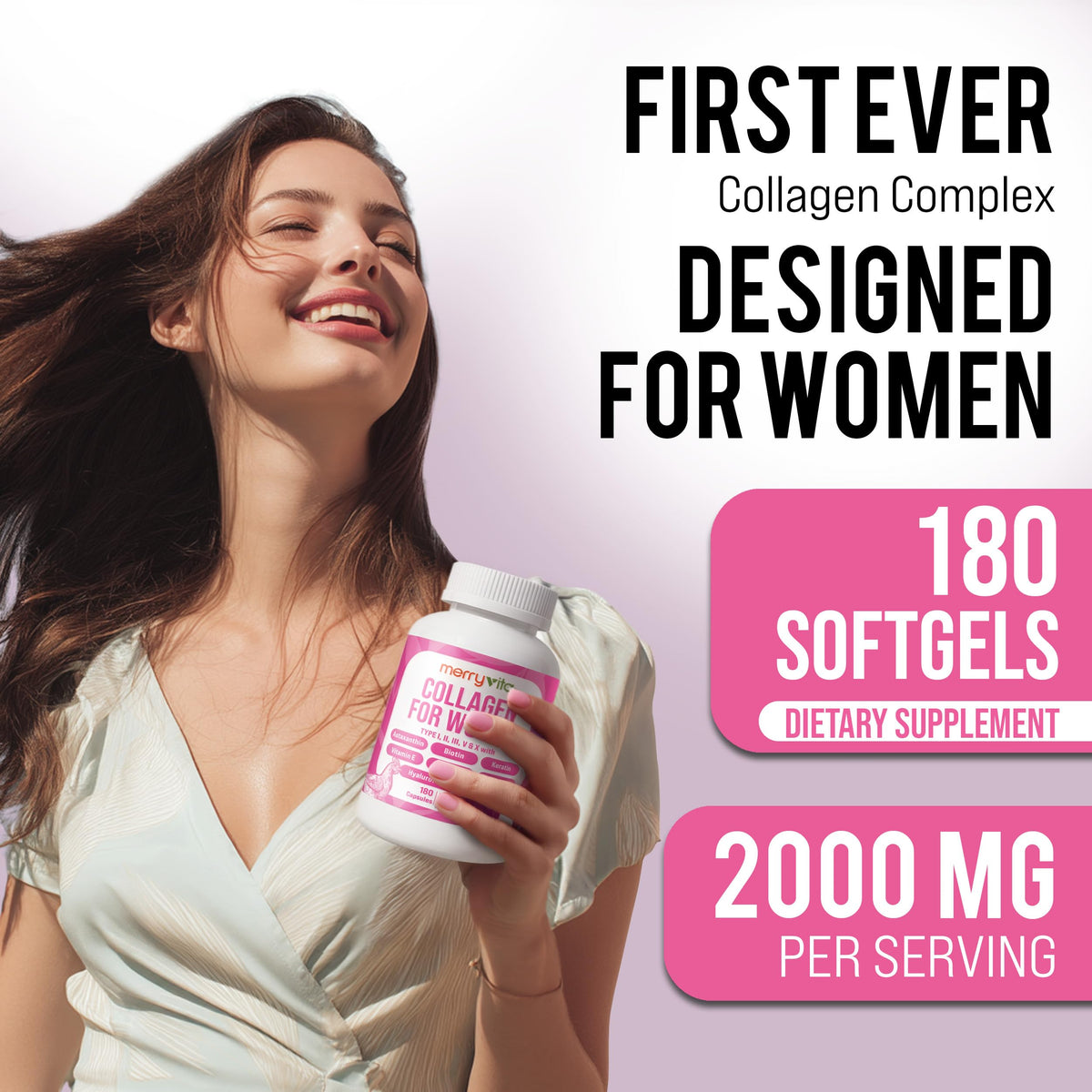 Collagen for Women – Hydrolyzed Multi Collagen Peptides Types I, II, III, V & X – Collagen Supplement with Vitamin C, Biotin & Hyaluronic Acid – Grass Fed, Non-GMO