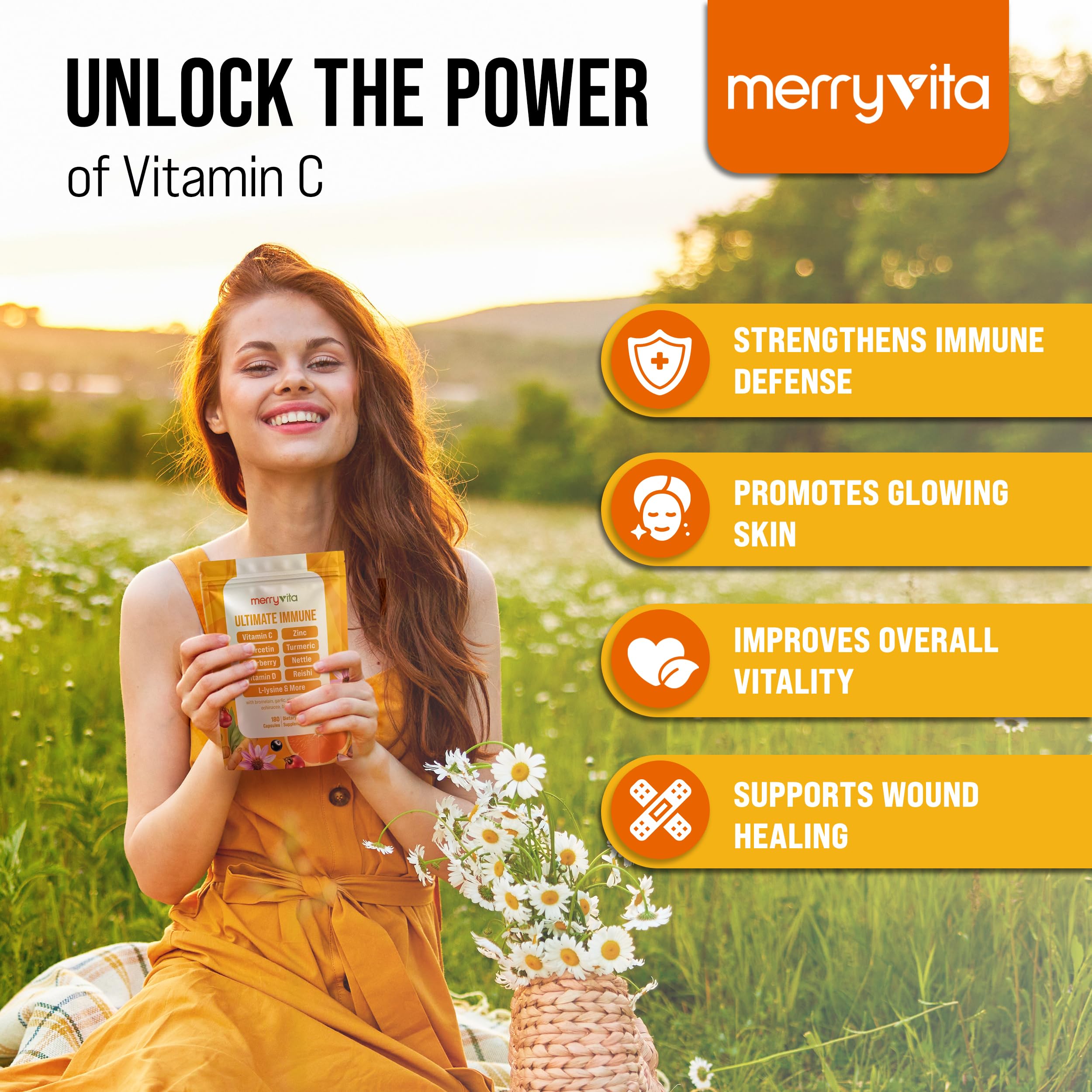 Liposomal Vitamin C 1000mg - Immune Support Supplement with Zinc, Rose Hips, Elderberry, Quercetin, Bioflavonoids - Natural, Vegan, Non-GMO - 180 Capsules