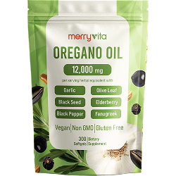 MERRYVITA Oregano Oil - 12,000mg with Garlic, Olive Leaf & Black Seed - 300 Softgels