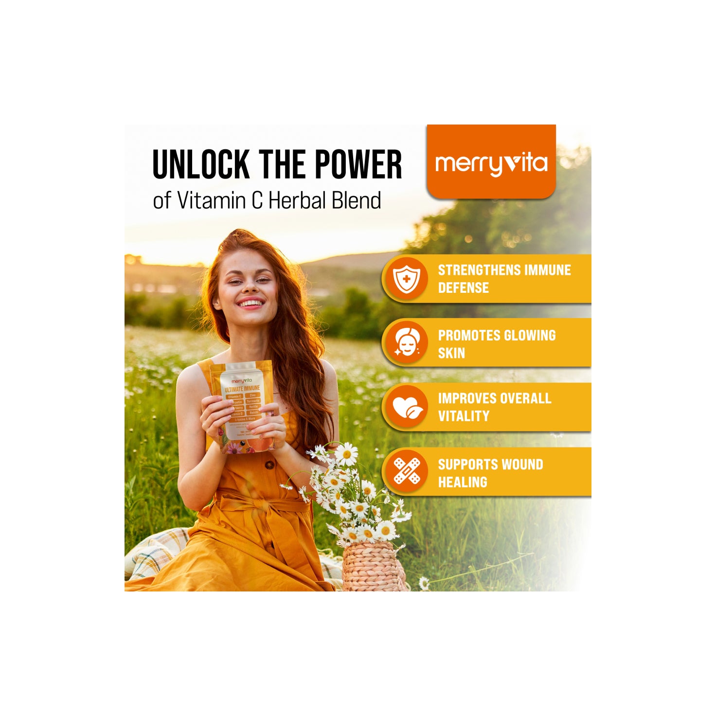 Immune Support Vitamin C Capsules with Quercetin, Zinc, Turmeric, Elderberry, Nettle, Vitamin D, Reishi, L-lysine & More- 180 Capsules