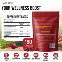 Beet Root Capsules with Grape Seed & CoQ10 - 180 Capsules